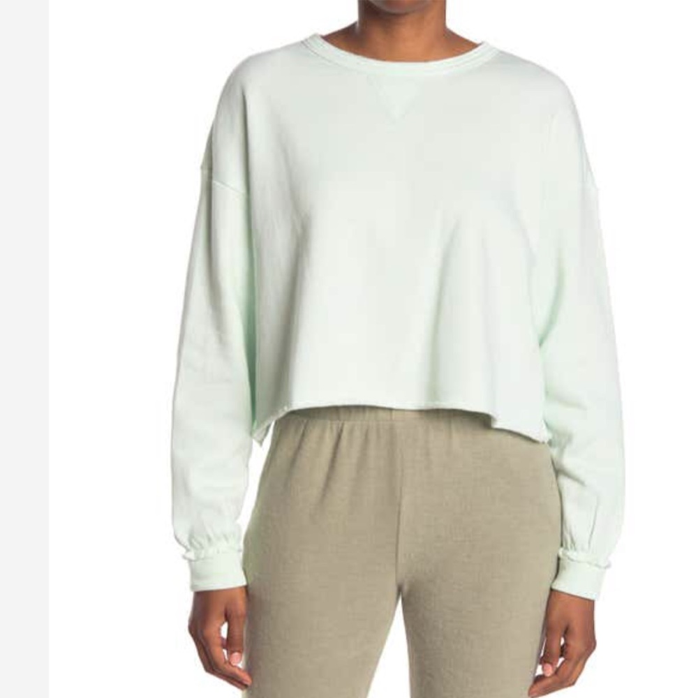 Bottoms Out Cropped Lounge Sweatshirt Mint XS M